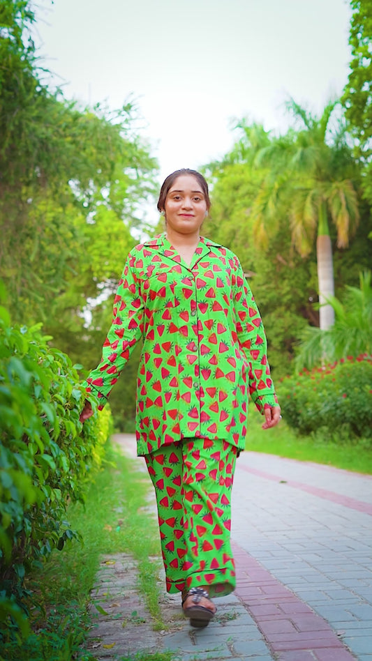 Pure Cotton Night Suit – Stitched & Ready to Lounge - Green