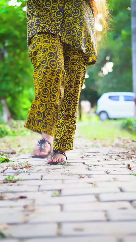 Pure Cotton Night Suit – Stitched & Ready to Lounge - Yellow & Black