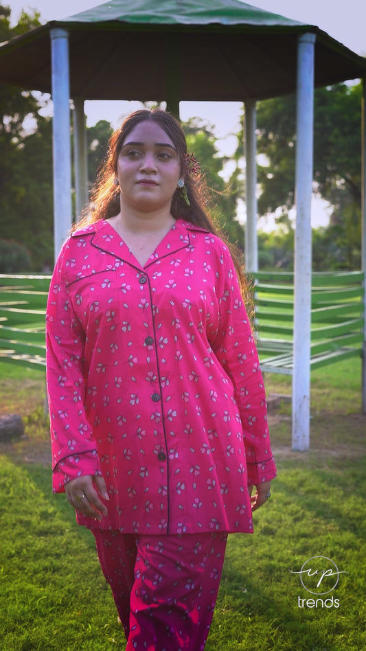 Pure Cotton Night Suit – Stitched & Ready to Lounge - Pink