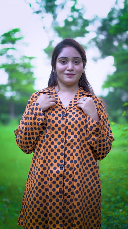 Pure Cotton Night Suit – Stitched & Ready to Lounge - Black & Orange